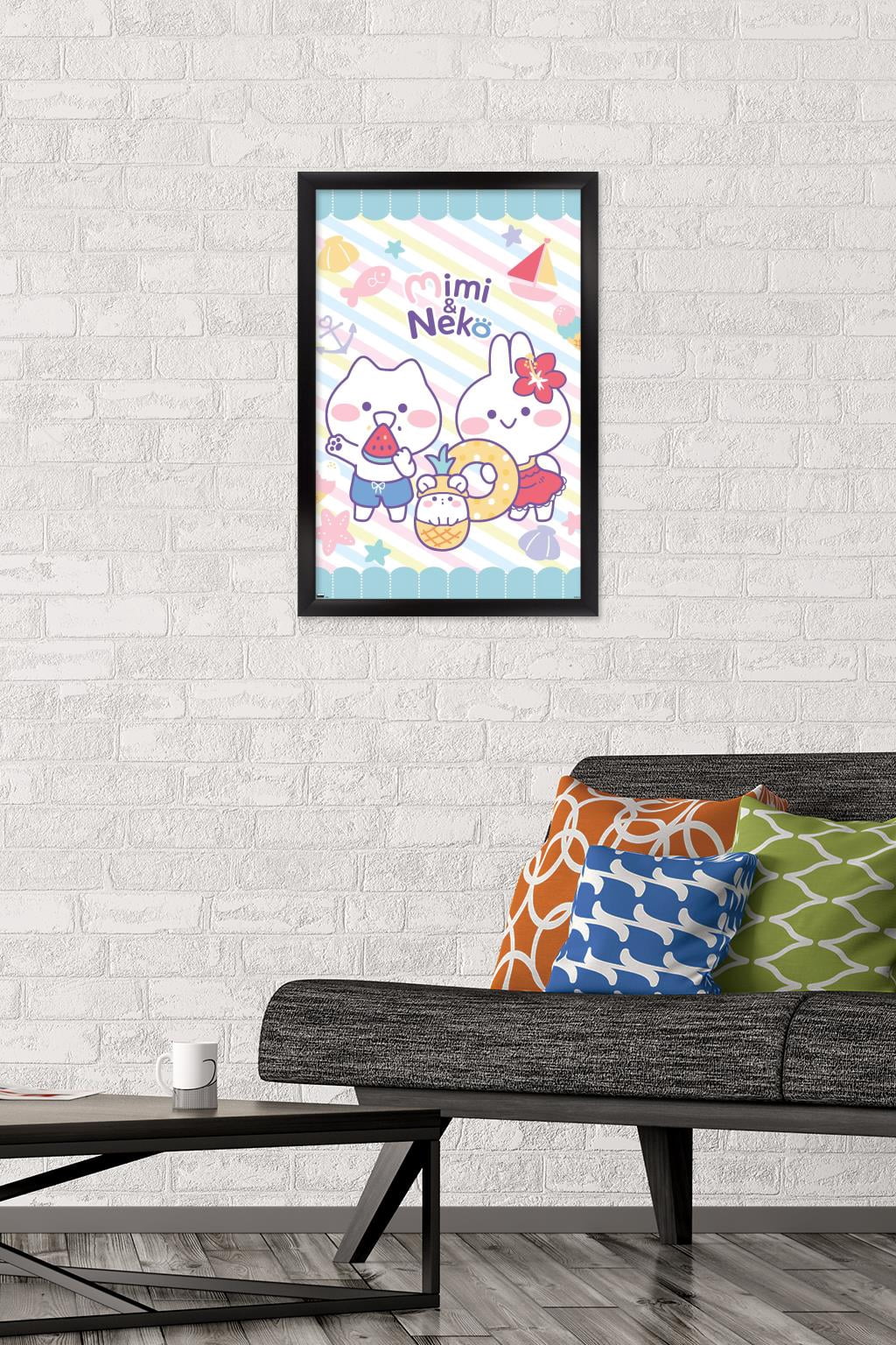 Mimi & Neko - Beach Wall Poster, 14.725" x 22.375" Framed