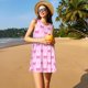 thumbnail image 3 of Balery Pink bows Vestidos de verano para mujer con estampado: vestido holgado sin mangas, vestido playero informal y cómodo para días calurosos., 3 of 7