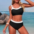thumbnail image 7 of WMTBSRSW Women's High Waisted Bikini Sets Sporty Push up Front Twist V Neck Bathing Suit Color Block Adaustable Starap Back Lace Up Swim Suit Two Piece Swimsuit Swimwear Black2 X-Large, 7 of 7