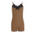 thumbnail image 4 of Kaemgyyd Sleepwear for Women Summer Lace Spaghetti Strap Sleeveless Pajama Rompers Soft Ribbed Knit Slim Bodysuit Jumpsuit, 4 of 6