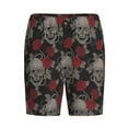 thumbnail image 4 of Easygdp Skull and Red Roses Men's Short Pajama Pants, Sleep Shorts, Household Pants, Casual Pants with Pockets - 4X-Large, 4 of 9