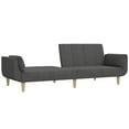 thumbnail image 2 of vidaXL 2-Seater Sofa Bed with Two Pillows Dark Grey Fabric, 2 of 5