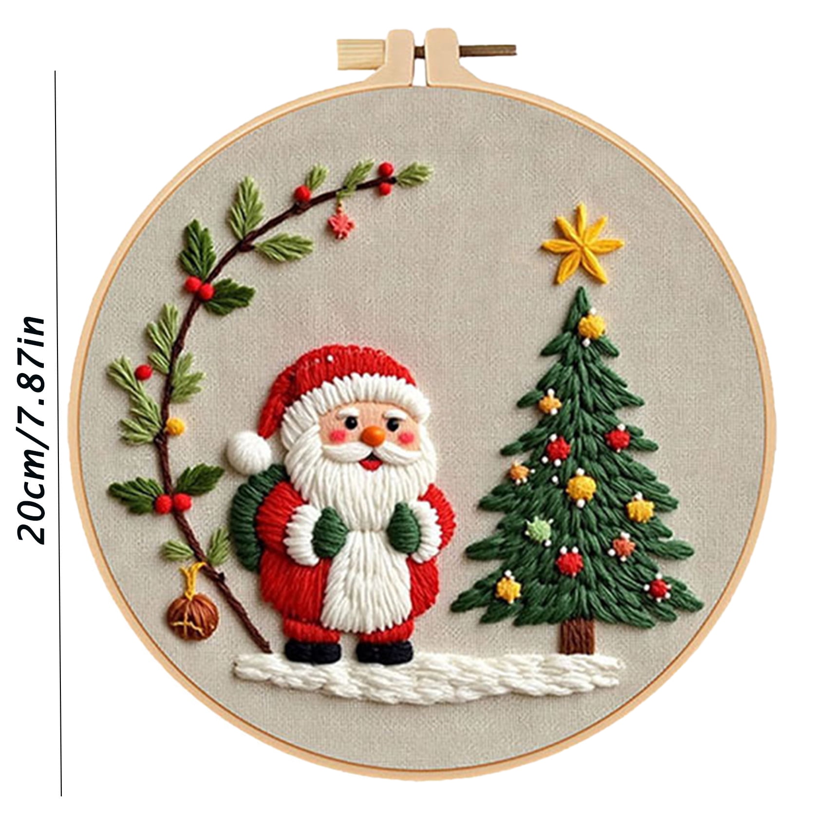 HVEST 4 Pack Christmas Embroidery Kit for Beginners - Santa Claus with Embroidery Pattern, Hoop, Complete Cross Stitch Supplies (Needle/Threads/Scissors) DIY Craft for Adults Sewing Hobby