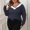 Blue, variant on Amidoa Plus Size Sweaters for Women 2025 Long Sleeve Black V-Neck Lightweight Colorblock Sweaters Womens Sweaters XXL