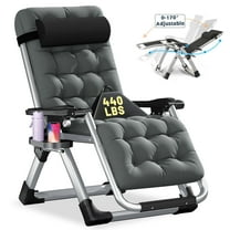 ABORON Outdoor Recline Chair Heavy Duty Zero Gravity Chair with Removable Seating Cushion, Headrest & Tray, Folding Lawn Recliner Outdoor Lounge Chairs Sturdy Adjustable Patio Recline