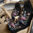 thumbnail image 3 of Xixirimido Car Seat Cover Set of 5 Pieces Front Seat Covers with Matching Seat Belt and Center Console Covers PU Leather Fits Most Vehicles, Black-Skull Mushroom Starry Night, 3 of 8