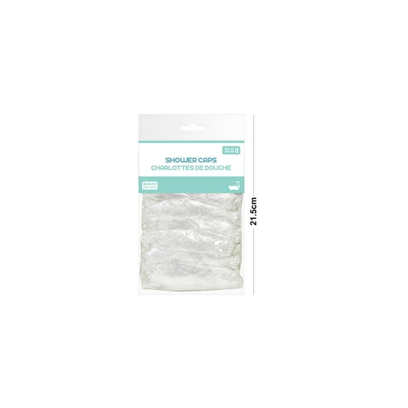 Shower Hair Cap 1 use Economy Clear Plastic 8-count/ card bulk packing sold as 6 cards bundle total 96 units/ box