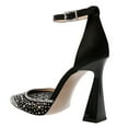 thumbnail image 4 of FSJ Women Rhinestone Studded Mesh D'orsay Pumps Chunky High Heel Ankle Strap Sandals Elegant Prom Party Bridal Shoes Size 4 Black, 4 of 4