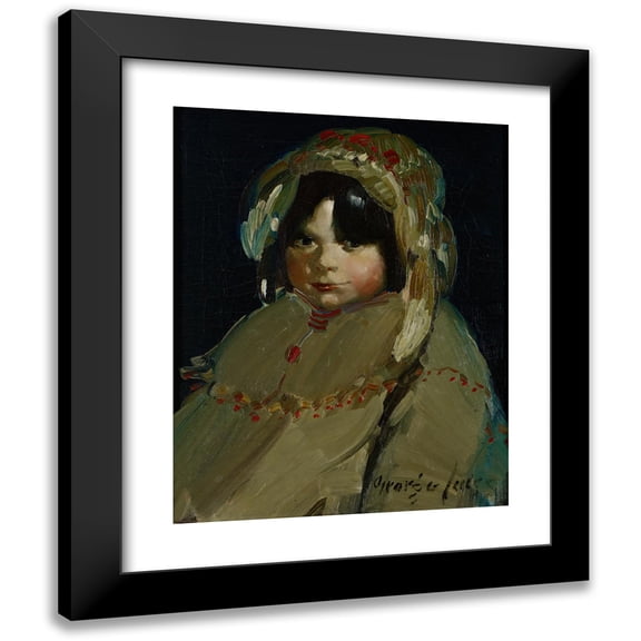 George Luks 12x14 Black Modern Framed Museum Art Print Titled - The Trapper's Daughter (circa 1920)