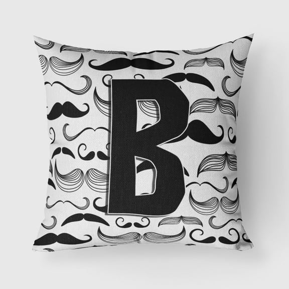 Carolines Treasures CJ2009-BPW1818 Letter B Moustache Initial Canvas Fabric Decorative Pillow  18H x18W multicolor