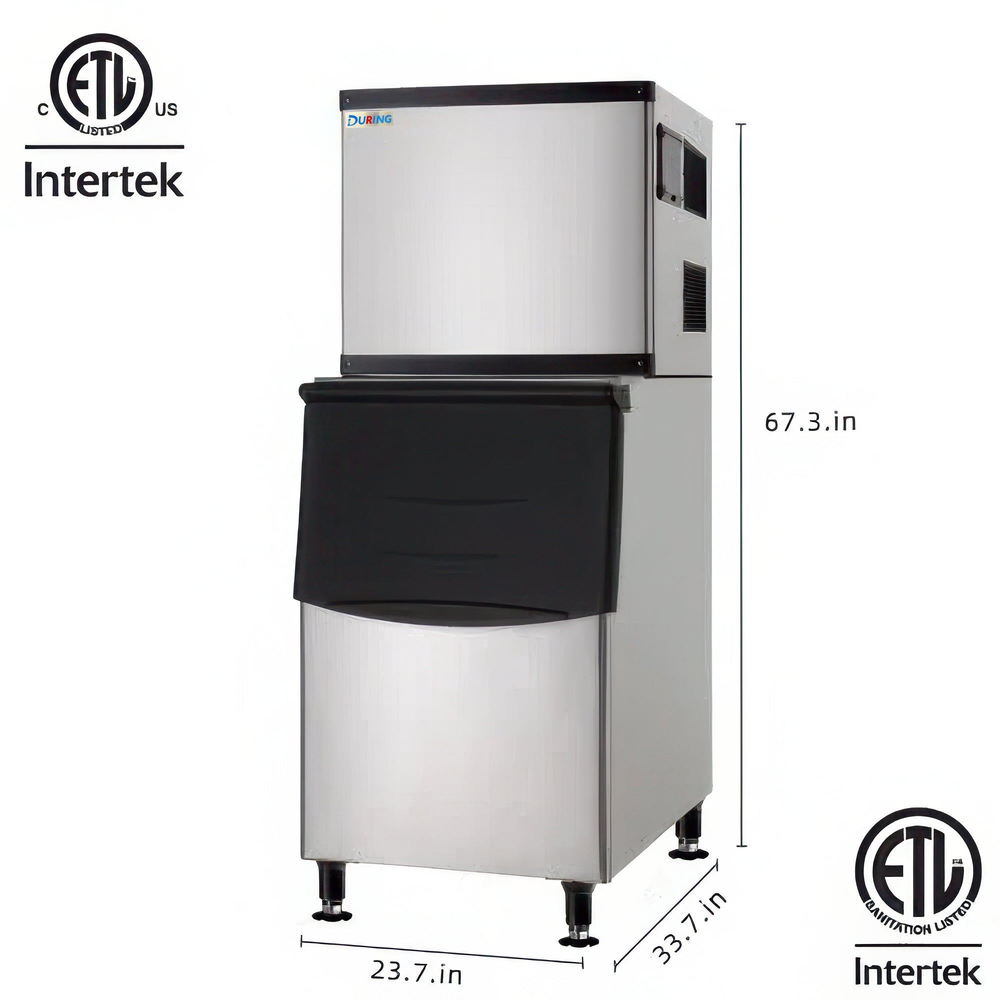 DURING D-SK-329 Commercial Ice Machine, Full Cube Ice Maker Machine 350 lbs Ice with 308lbs Storage Capacity