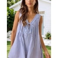 thumbnail image 4 of Favoffer Women's Striped Sleeveless Romper V Neck Casual Jumpsuit with Pockets for Summer Beach and Vacation Wear, 4 of 7