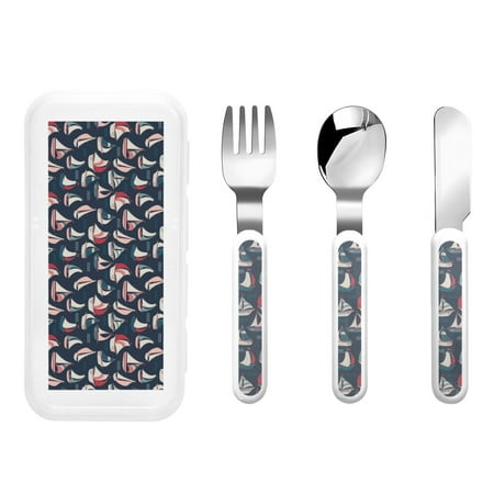 

Lukts Sailboat And Wave for Children s Knife Fork and Spoon Three-Piece Set Stainless Steel Children and Toddler Safety Cutlery with Outer Box