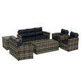 thumbnail image 6 of WestinTrends 6-Piece Patio Furniture Conversation Sofa Set PE Rattan Wicker, Brown/Navy Blue, 6 of 13