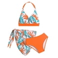 thumbnail image 2 of TrendOFT 3 Piece Swimsuits For Girls Bathing Suit Summer Large Sized Leaf Patterned Bikini With Wrap Around Skirt And Separate In European Style Cute Beach Swimwear Orange, 2 of 9