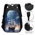 thumbnail image 3 of Pofeuu Moonlit Night Sea Sailboat Print Storage Laptop Backpack with USB Charging Port[Water Resistant] College Computer Bookbag Fits, 3 of 7