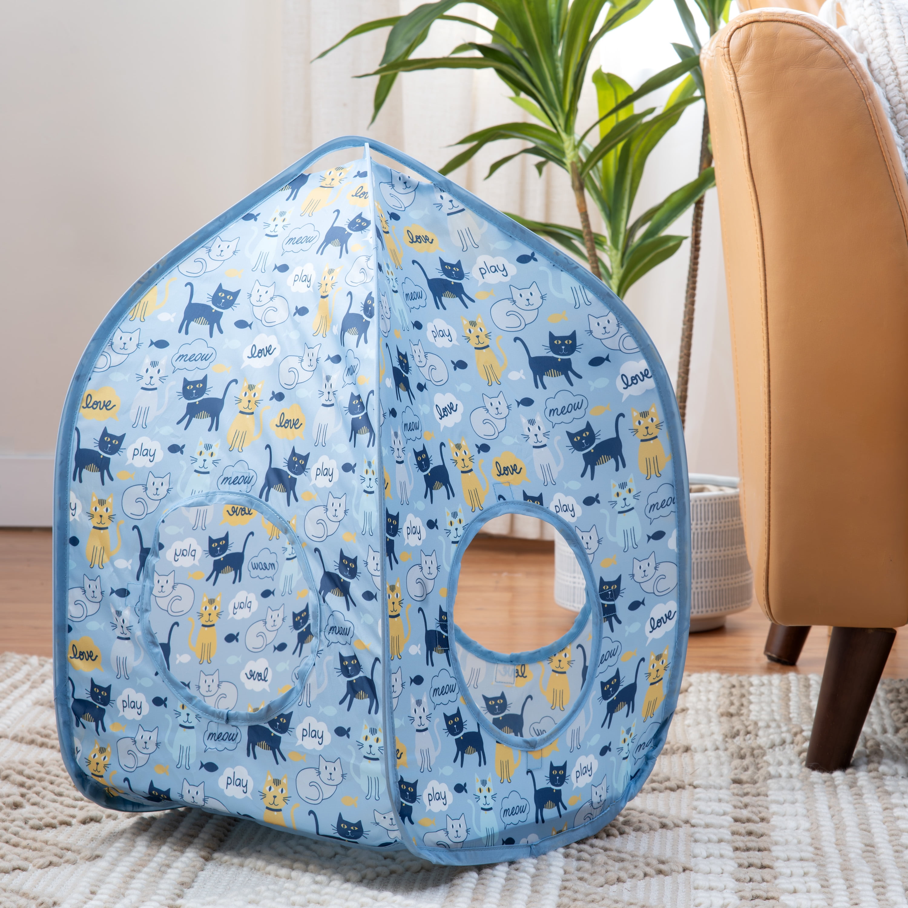 Kitty City Cat Print Play Furniture, Play House, Blue