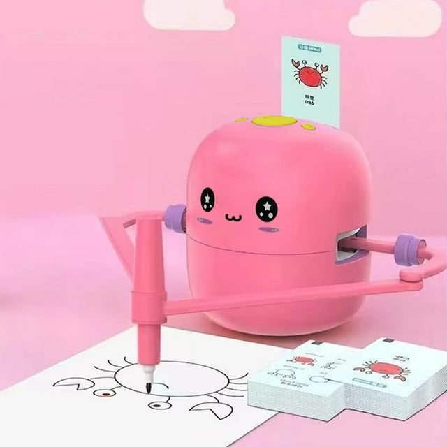 TUWABEII Kids Robot Interactive Educational Drawing Robot For Kids Learning Toy With 100 Cards Voice Interaction 2ml Home Supplies Clearance