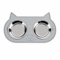 thumbnail image 2 of Vibrant Life 0.95-Cup Silicone and Stainless Steel Cat Double Dinner Pet Bowls, Gray, 2 of 7