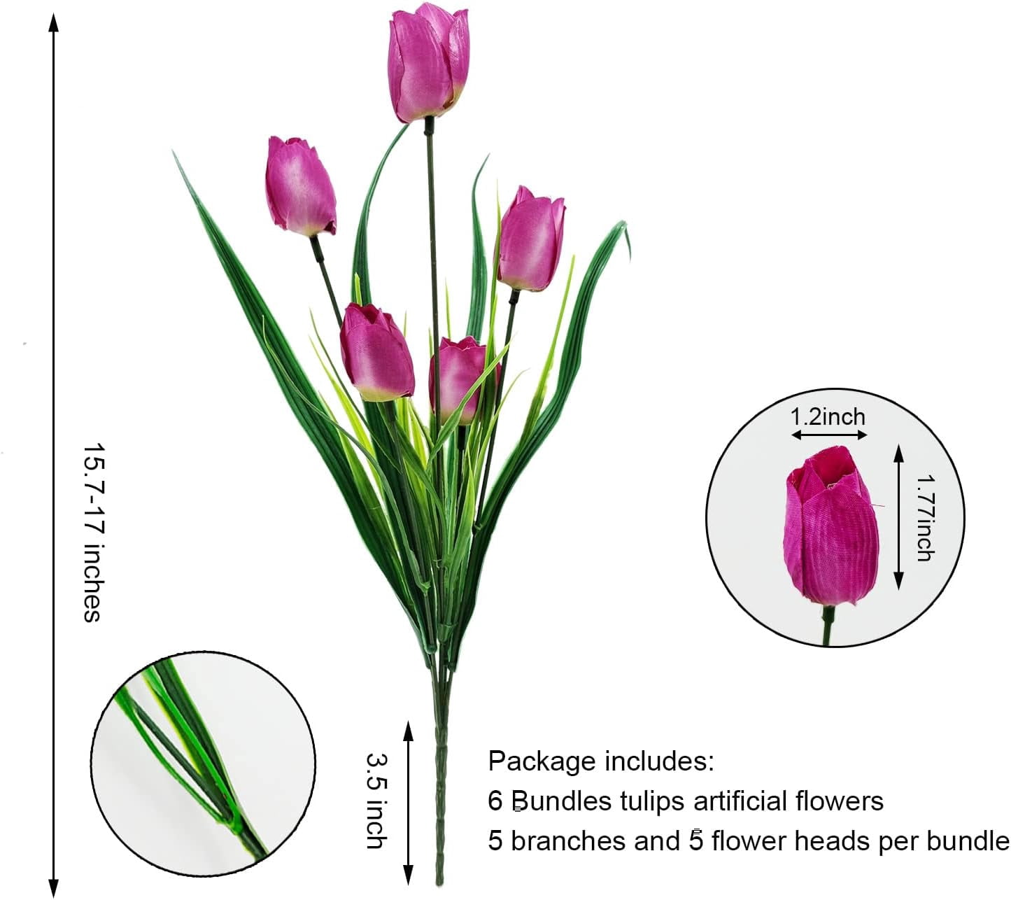 Morttic 8 Pcs Tulips Artificial Flowers for Outdoors, Fake Plants Faux Plastic Silk Floral Arrangement for Home Indoor Outside Table Vase Garden Spring Decor