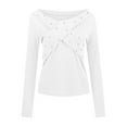 thumbnail image 4 of Women Exquisite Retro Young One Shoulder Backless Solid Color Long Sleeve Polyester Top(White,S), 4 of 4
