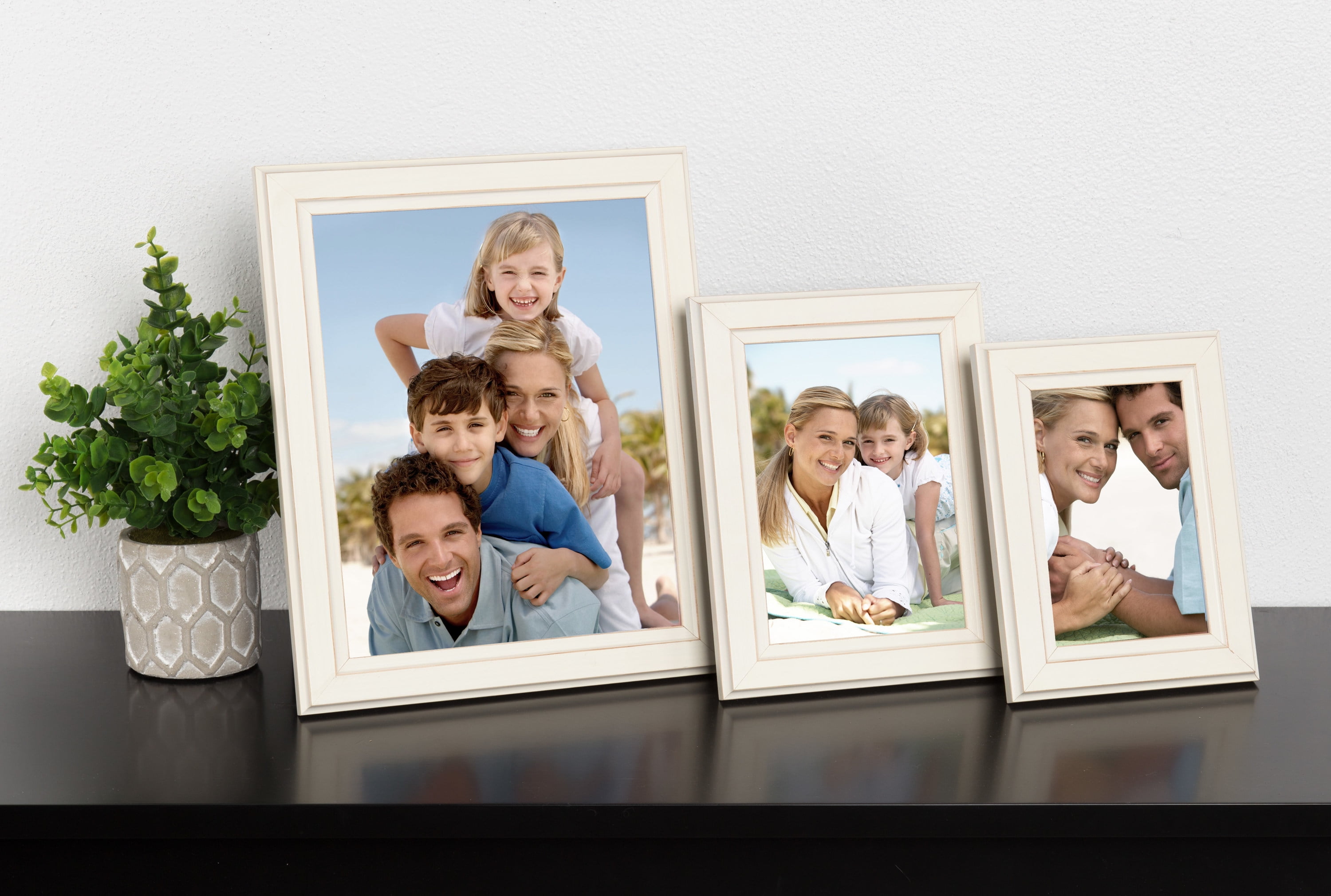 DesignOvation Kieva Solid Wood Picture Frame, Distressed Soft White 8x10, Pack of 6