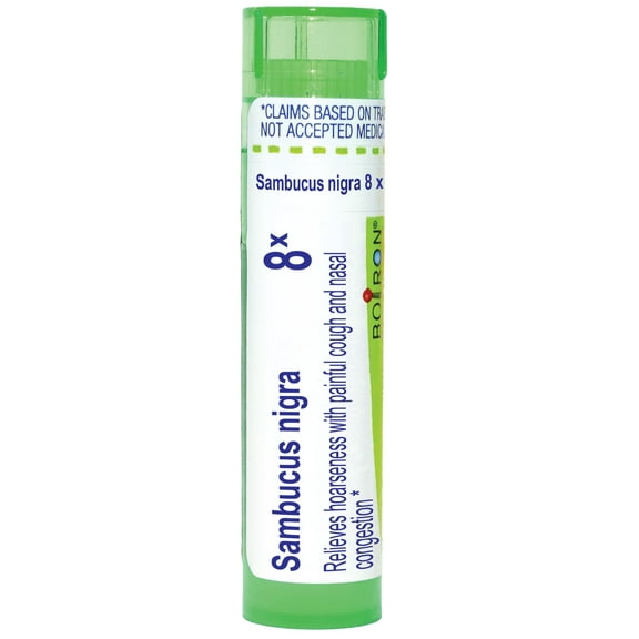 Boiron Sambucus Nigra 8X, Homeopathic Medicine for Hoarseness With Painful Cough And Nasal Congestion, 80 Pellets