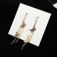 thumbnail image 5 of HEVIRGO Girls Butterfly Tassel Long Dangle Rhinestone Stud Earrings Jewelry Alloy Rhinestone Gold, 5 of 8