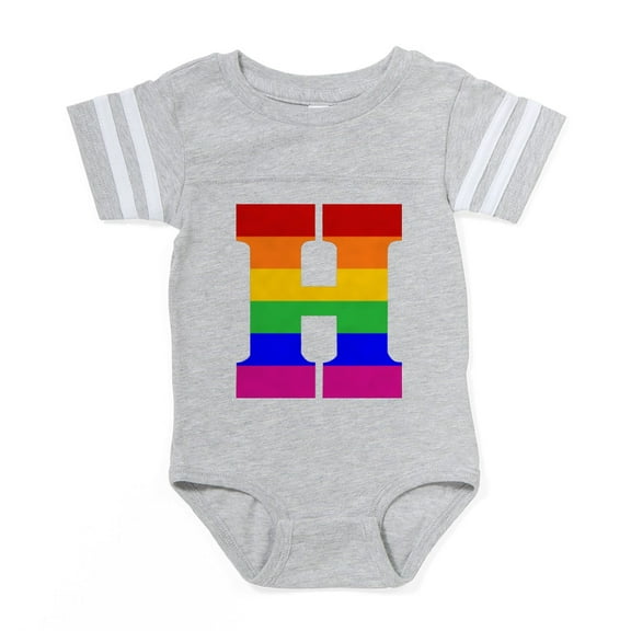 CafePress - Rainbow Letter H - Cute Infant Baby Football Bodysuit