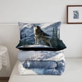 thumbnail image 5 of Manfei Rustic Wolf Twin Comforter Sets,Snowy Mountain Print Bedding Set,White,Black Reversible,2 Pieces,1 Comforter and 1 Pillowcase, 5 of 7