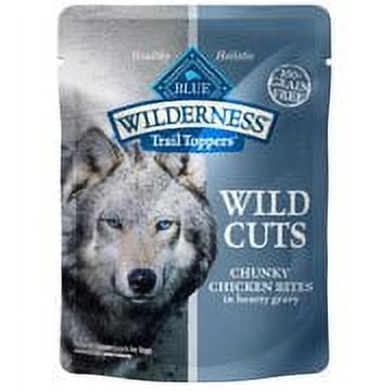 Blue Buffalo Wilderness Trail Toppers Wild Cuts High Protein Grain Free, Natural Wet Dog Food, Chunky Chicken Bites in Hearty Gravy 3-oz pouch (pack of 24)