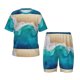 thumbnail image 1 of Fotbe Beach Pijama Estampada de 2 Piezas para Niños – Ropa de Dormir de Manga Corta Cómoda para Niños y Niñas, Camiseta y Shorts de Algodón-Large, 1 of 6
