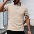 thumbnail image 1 of Ceisia Men's Regular Fit Contrast Trim Jacquard Short Sleeve Turndown Collar Casual Polo Shirt Gifts, 1 of 9
