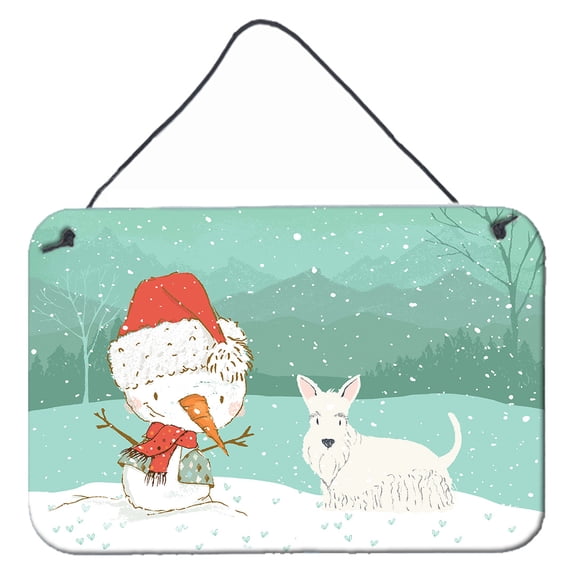 Carolines Treasures CK2069DS812 Wheaten Scottish Terrier Snowman Christmas Wall or Door Hanging Prints  8x12 multicolor