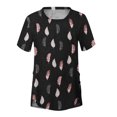 thumbnail image 4 of Fiudx Liquidación de Ofertas Flash Moda Mujer Casual Cuello Redondo Impresión Blusa Manga Corta Camiseta Verano Tops, 4 of 4