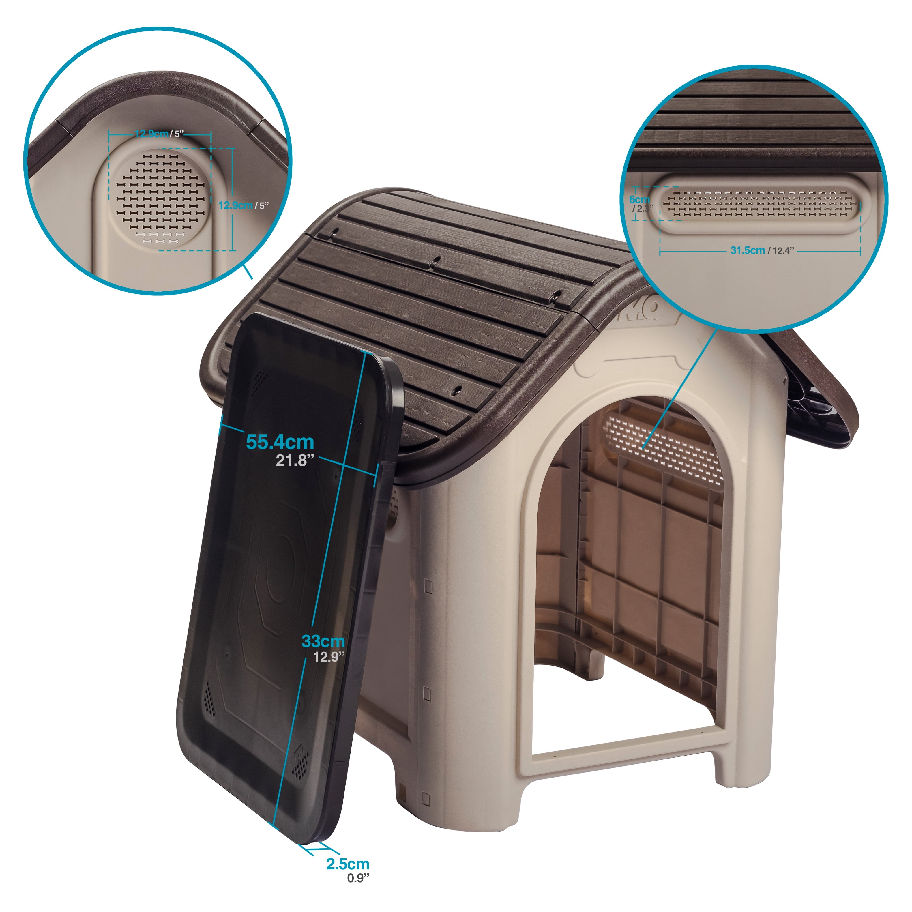MQ Dog House with Bowl for Small to Medium Breeds Espresso Beige Walmart