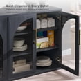 thumbnail image 4 of Glass Arched Door Sideboard Buffet Cabinet, Accent Cabinet with Adjustable Shelf, Wood Modular Credenza Storage Cabinet for Dining Room, Living Room, Entryway, Black, 4 of 8