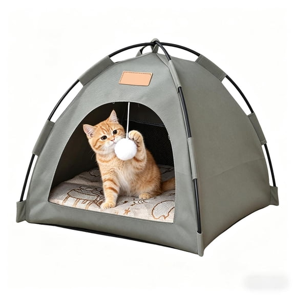 Cat Tents for Indoor Cats, Washable Waterproof Cat Dog Bed, All Season Portable Shelter for Small Dogs Cats, Indoor Outdoor Use, Green