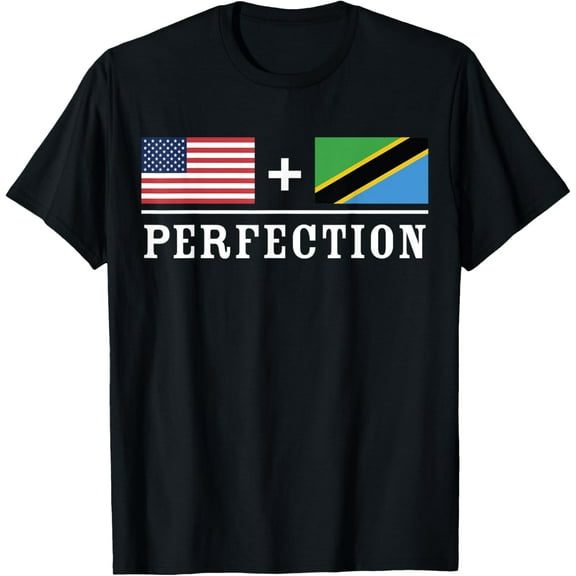 men and women can wear，American   Tanzanian = Perfection Flag T-Shirt