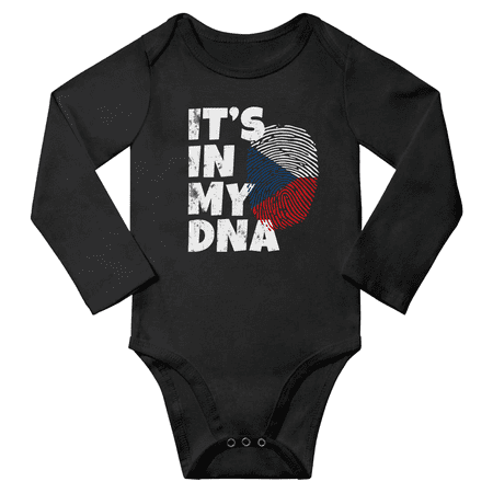 

It s In My Czech DNA Baby Long Sleeve Bodysuits Unisex Gifts (Black 18 Months)