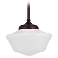 thumbnail image 2 of Design Classics Lighting 14 Inch Retro Farm Style Bronze Schoolhouse Pendant Light with Milk Frosted Glass, 2 of 4