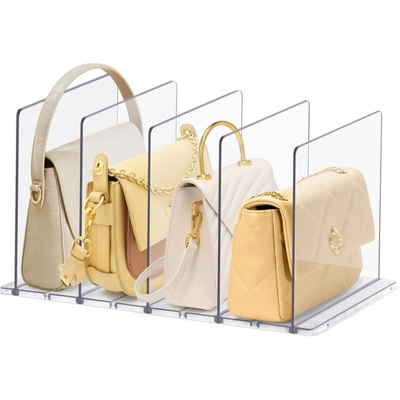 shiyou-Adjustable Purse Organizer Closet, Clear Handbag Organizers for Closets, Purse Bag Dividers for Closet, Purse Holder, Bookshelf for Bedroom, Office,5LAYER