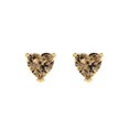 thumbnail image 3 of 1.0 Ct Heart Cut Studs Champagne Crystal 18K Yellow Solid Gold Everyday Dainty Earrings Push Back, 3 of 7
