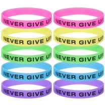 GOGO 10 Pcs Never Give Up Silicone Wristbands, Glow-in-the-dark Rubber Bracelets, Party Rubber Bands