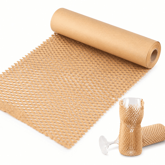 Packaging Paper Honeycomb Cushioning Wrapping Roll Paper Perforated-Packing Paper Log Pulp Paper for Packing & Moving Void Fill Paper