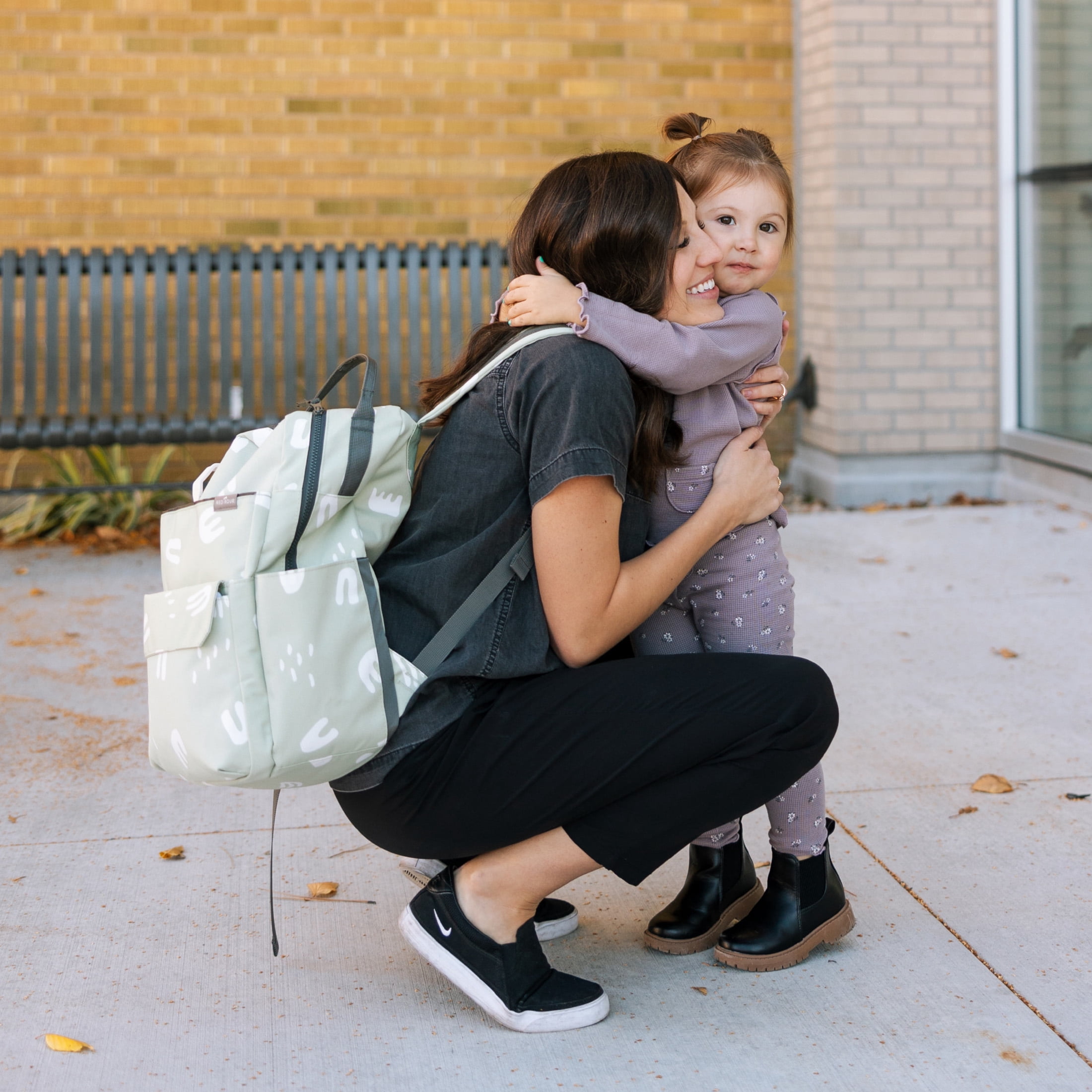Red Rovr Roo Lightweight Backpack Diaper Bag - Pear Doodle