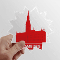 thumbnail image 1 of Hamburg Germany Red Landmark Sun Vinyl Sticker Luggage Graffiti Flower Decal, 1 of 3