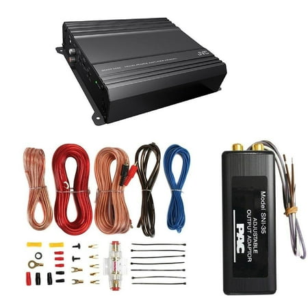 Jvc KSAX201 Car Amplifier Single Channel With 500 Watts Peak+Complete 4 Gauge Amplifier Kit And PAC SNI-35 Variable LOC Line Out