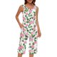 thumbnail image 1 of Conjunto de Ropa de Estar de Mujer Cuello Redondo Impresión Blusa sin Mangas Pantalones Cortos, Pantalones de Cintura Elástica para las Mujeres, 1 of 7