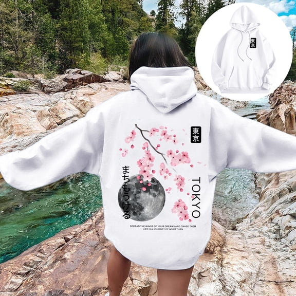 Women's Graphic Hoodies Japanese Hoodie Top Oversized Long Sleeve Anime Pullovers Sweatshirts